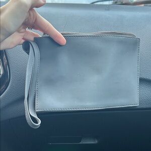 Gray Leather Wristlet
